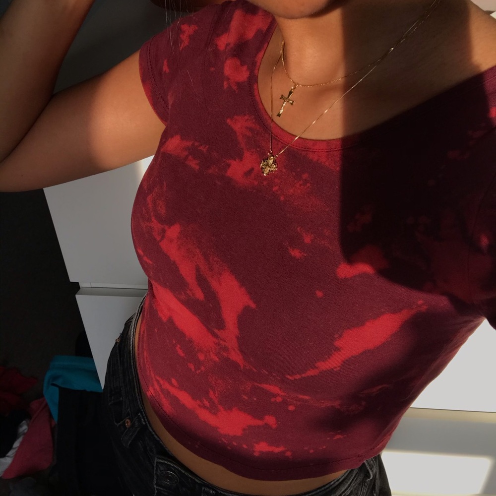 Bleached maroon Brandy Melville crop top